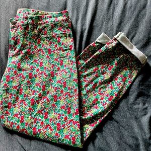 J Crew Toothpick Cropped Floral Jeans